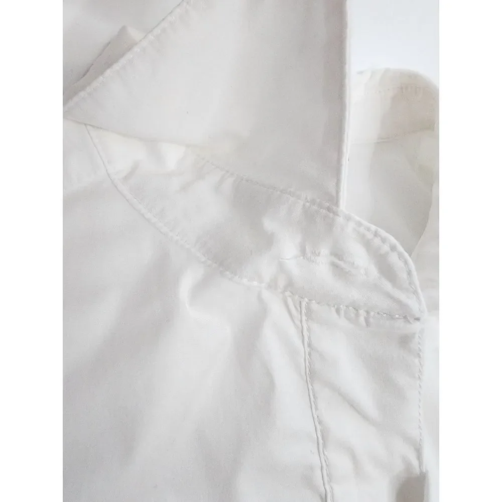 Tory Burch Button‎ Down Blouse Women's 6 Ruffle Office Top White